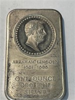 1 oz Abe Lincoln Design Silver Bar