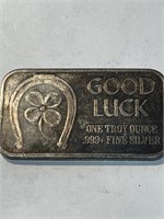 1 oz Good Luck Design  US Silver Co. Bar
