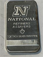 1 oz National Refiners Silver Bar
