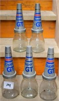 5 Oil bottles with Plastic Ampol tops