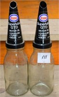 2 Oil bottles with plastic Esso tops