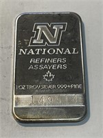 1 oz National Refiners Silver Bar