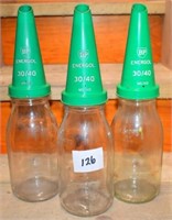 3 Oil bottles with plastic BP tops