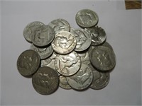 20 pcs Franklin Half Dollars 90% Silver
