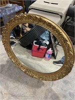 Oval mirror ornate frame 3 1/2 feet wide