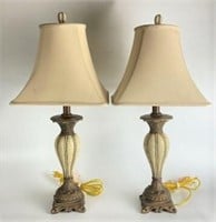 Pair of Berman Crackle Finish Lamps with Shades