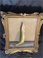 Early Victorian game fish painting. The frame is