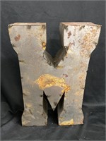 Three dimensional metal capital M. 14 inches tall