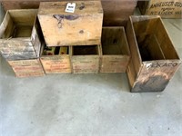 6 Wood Ammo Boxes and 1 Texaco Box