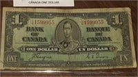1937 BANK OF CANADA $1.00 NOTE Y/M1599955