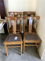 4 Oak Straight Back Chairs
