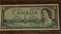 1954 BANK OF CANADA $1.00 NOTE W/Z4505423