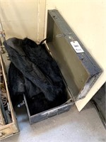 Trunk w/ 2 Black Animal Fur Coats