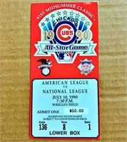 VINTAGE 1990 CHICAGO CUBS ALL-STAR GAME TICKET