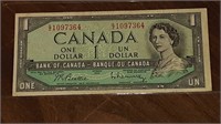 1954 BANK OF CANADA $1.00 NOTE S/Z1097364