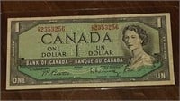 1954 BANK OF CANADA $1.00 NOTE C/Z2353256
