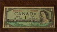 1954 BANK OF CANADA $1.00 NOTE S/Z0936766