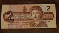 1986 CANADIAN ROBIN $2.00 NOTE EGC2588865