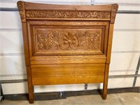 Carved queen oak headboard