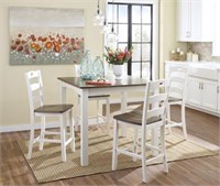 Ashley D335 Square Farmhouse Bar Table & 4 Stools