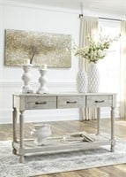 Ashley T782-4 Solid Pine Whitewash Sofa Table
