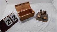 Cedar box / baby shoe bookends