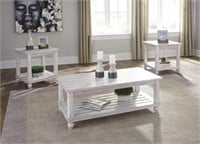 T488 Ashley Antique White Coffee & 2 End Tables