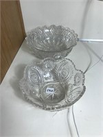 2 pressed glass bowls