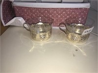 Fancy glass cups in silver inserts
