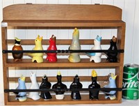 13 Pie Bird Funnels w Wood Rack Display