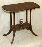 Antique Wood Small 2 Shelf Side Table