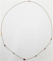 Thin 14K Necklace with Various Gemstones.
