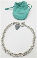 Signed Tiffany & Co. Sterling Heart Tag Choker.