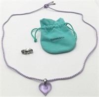 Lalique Heart Necklace & Pr. of Tiffany Earrings.
