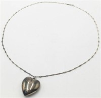Sgd. Tiffany & Co. Sterling Heart Pendant & Chain.