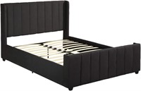 Fully-Upholstered Bed Frame-Queen-Size-Black