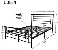 Metal Bed Frame Iron Headboard  Black (Queen)