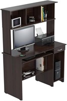 Inval Computer Workcenter with Hutch, Espresso