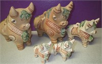 Vintage Torito de Pucara Painted Pottery Bulls