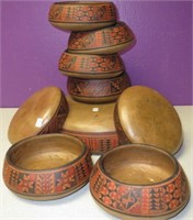 9-Pc Hand Painted Pottery Salad Bowl Set