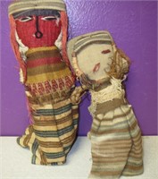 2 Handmade Antique Chancay Folk Art Burial Dolls