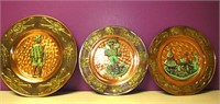 Lot of 3 Peruvian Copper & Brass Decorative Plates