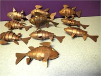Lot of 10 Copper & Brass Articulated Fish 4"