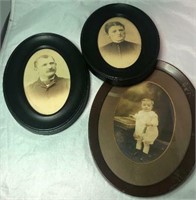 Lot of 3 Antique Family Portrait Framed Photos