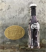 Vintage Army & Navy Coke token & glass tiny bottle
