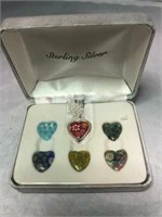 Sterling Silver Heart Necklace w/ Different Stones