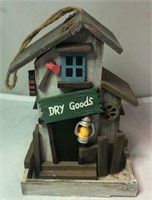 Wooden Dry Goods Bird House (7" high)