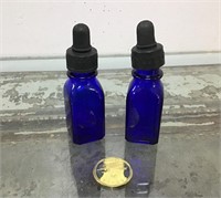 Cobalt blue bottles w/ drippers (2)