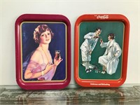 Pair of Coca-Cola tin trays ('73-'74)