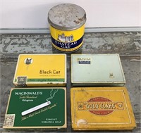 Group of vintage tobacco/cigarette tins